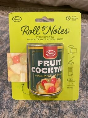 Fred Roll O'Notes Fruit Cocktail Sticky Note Roll - Green & Yellow